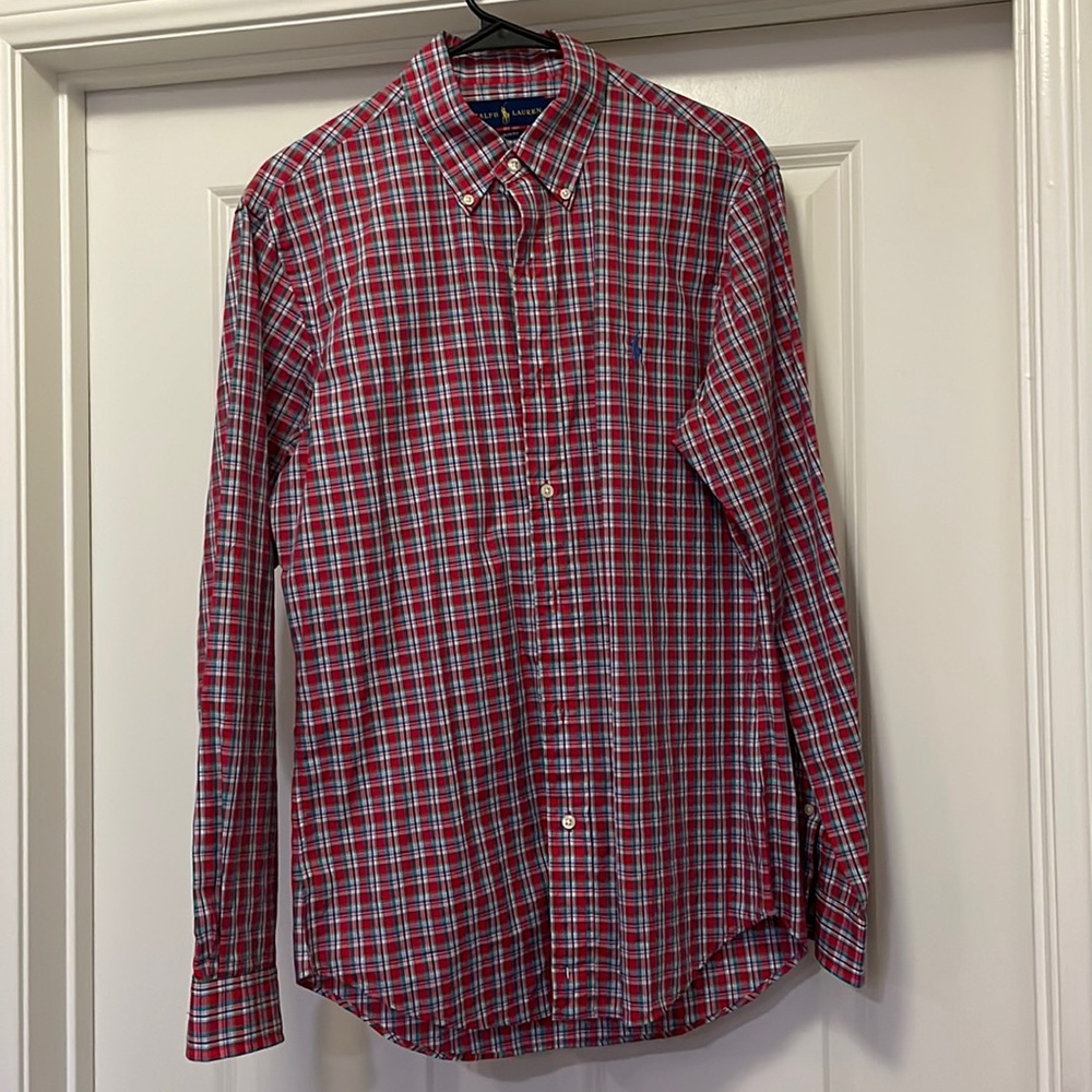 Ralph Lauren mens button up long sleeve dress up shirt size medium slim fit